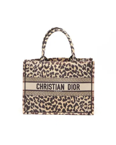 Dior Christian  Medium Leopard Book Tote Bag In Multi