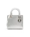 Dior Christian  Medium Microcannage Lady  Bag In Silver