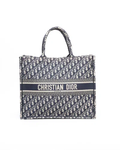 Dior Christian  Medium Oblique Book Tote Bag In Blue
