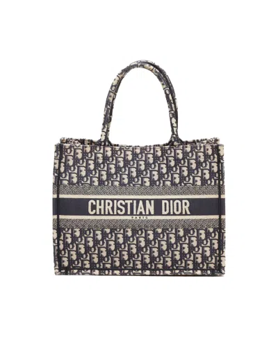 Dior Christian  Medium Oblique Book Tote Bag In Navy