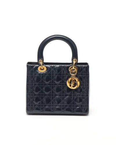 Dior Christian  Medium Patent Lady  Bag In Blue