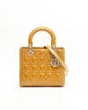 Dior Christian  Medium Patent Lady  Bag In Yellow