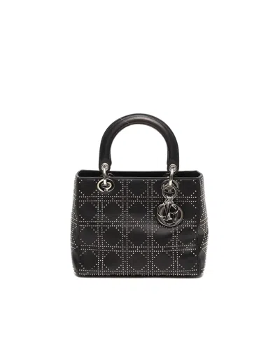 Pre-owned Dior Christian  Medium Stud Lady  Handbag In Black