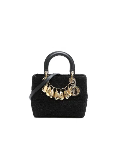 Dior Christian  Medium Tweed Limited Edition Lady  Tote In Black