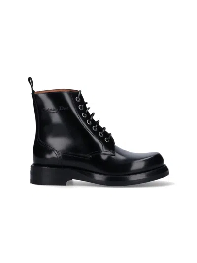Dior Christian  Men Carlo' Logo Ankle Boots In Black