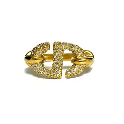 Pre-owned Dior Christian  Metal Rhinestone Band Ring ()