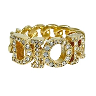 Pre-owned Dior Christian  Metal Rhinestone Band Ring ()