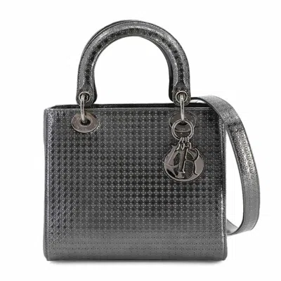Pre-owned Dior Christian  Metallic Gray Patent Leather Handbag Shoulder Bag ()