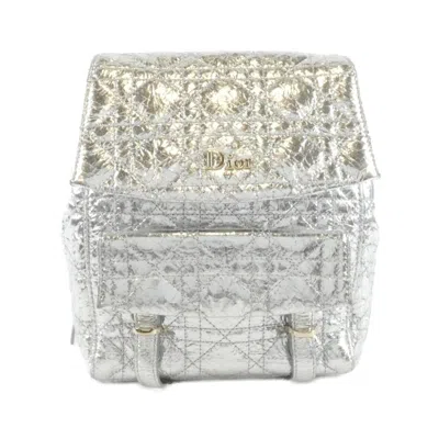 Pre-owned Dior Christian  Metallic Silver Leather Backpack ()