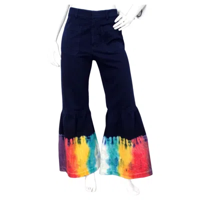 Pre-owned Dior Christian  Midnight Blue Tie-dye Style Flare Jeans