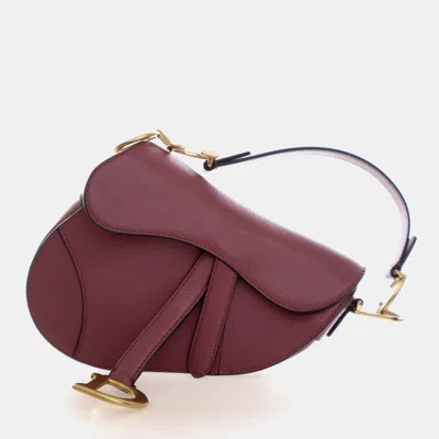 Pre-owned Dior Christian  Mini Calfskin Saddle Bag In Purple