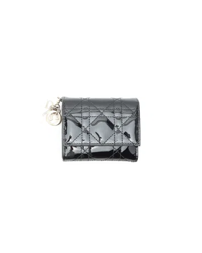 Dior Christian  Mini Lady  Gardenia Wallet In Black