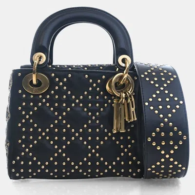 Pre-owned Dior Christian  Mini Lambskin Lady  In Black