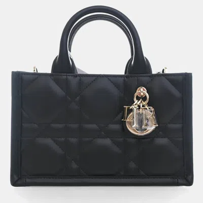 Pre-owned Dior Christian  Mini Macrocannage Calfskin  Book Tote In Black