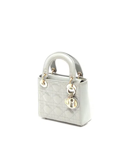 Dior Christian  Mini Patent Lady  Bag In Gray