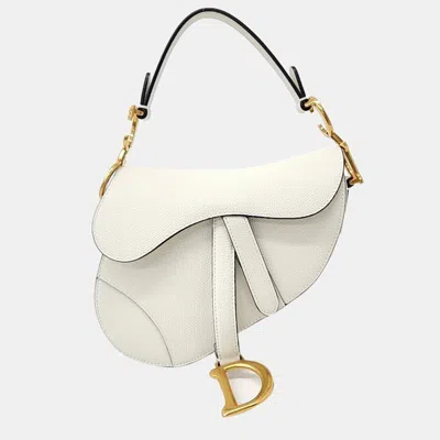 Pre-owned Dior Christian  Mini Saddle Bag M0447 In White