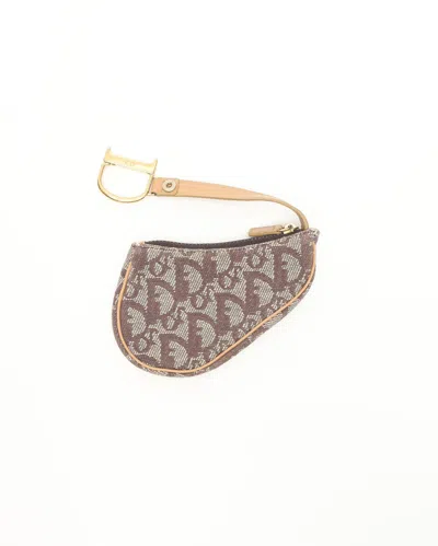 Dior Christian  Mini Saddle Coin Purse In Gray