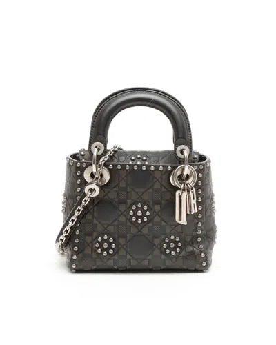 Dior Christian  Mini Stud Lady  Bag In Black