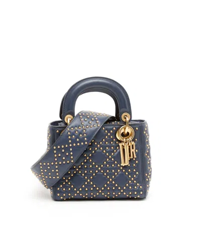 Dior Christian  Mini Stud Lady  Bag In Blue