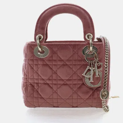 Pre-owned Dior Christian  Mini Velvet Lady  In Pink