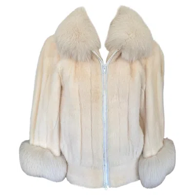 Pre-owned Dior Christian  Mink & Fox Jacket Fourrure Coat In Sand