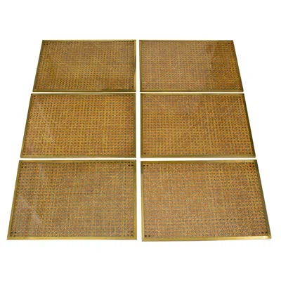 Pre-owned Dior Christian  Modernist Rattan And Brass Placemats, Chargers, 6 Pcs, Circa 1970 In Brown