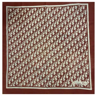 Pre-owned Dior Christian  Monogram Cotton Scarf In Brown