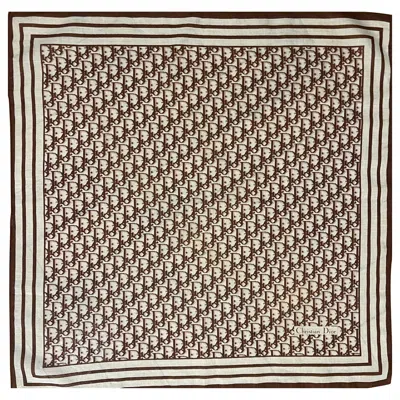Pre-owned Dior Christian  Monogram Cotton Scarf In Sand