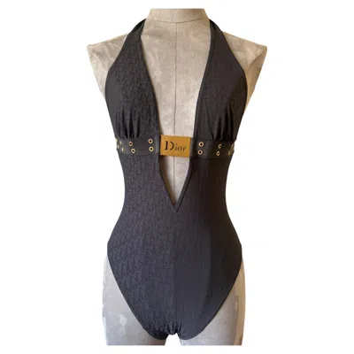 Pre-owned Dior Christian  Monogram One-piece Swimsuit, New With Tags, Made In France In Black