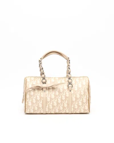 Dior Christian  Monogram Romantique Trotter Bag In Sand