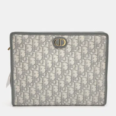 Pre-owned Dior Christian  Montaine 30 Clutch In Grey