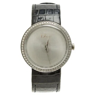 Pre-owned Dior Christian  Montre Maxi D Diamants 34 Mm Quartz Steel Diamond Xl  D Watch In Multiple