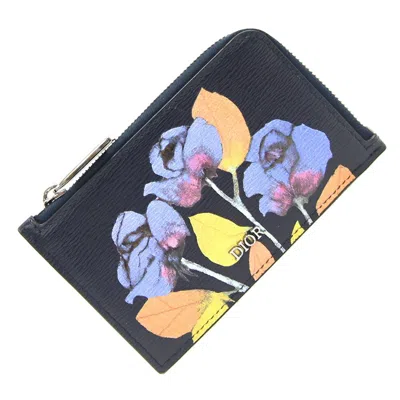 Pre-owned Dior Christian  Multi-color Navy Leather Card Wallet ()