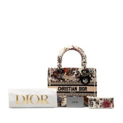 Dior Christian  Multi-color White Canvas Handbag Shoulder Bag In Multi-color, White