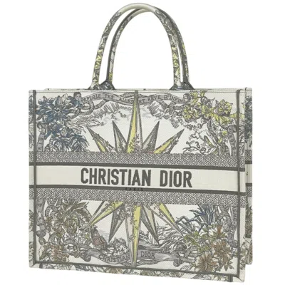 Pre-owned Dior Christian  Multi-color White Canvas Tote Bag ()