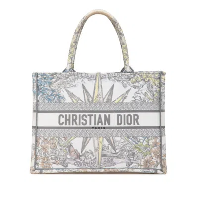 Pre-owned Dior Christian  Multi-color White Jacquard Tote Bag () In Multi-color, White