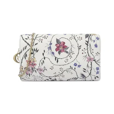 Pre-owned Dior Christian  Multi-color White Leather Chain/shoulder Wallet ()