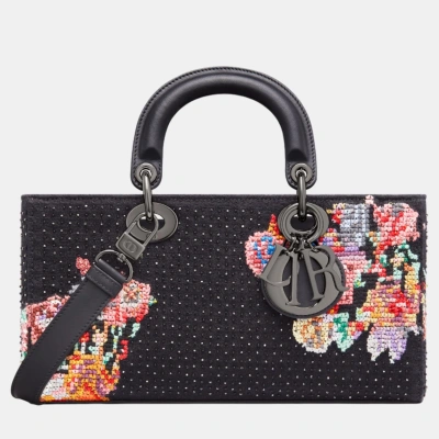 Pre-owned Dior Christian  Multi Embroidery Medium Lady D-joy Bag In Multicolor