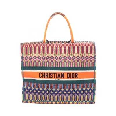 Pre-owned Dior Christian  Multi-color Orange Canvas Tote Bag ()