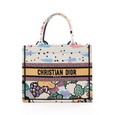 Pre-owned Dior Christian  Multi-color White Canvas Handbag Tote Bag () In Multi-color, White