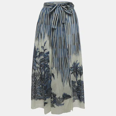 Pre-owned Dior Christian  Multicolour Palm Tree Print Cotton Wrap Midi Skirt S