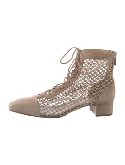 Pre-owned Dior Christian  Naughtily-d Ankle Boots Suede Lace-up Boots In Neutrals