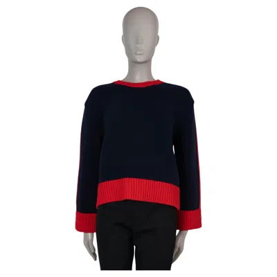 Pre-owned Dior Christian  Navy & Red Wool & Cashmere 2018 J'a 8 Sweater 36 Xs