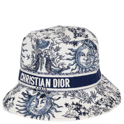 Pre-owned Dior Christian  Navy Blue 2024 D-bobby Toile De Jouy Soleil Bucket Hat 55