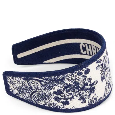 Pre-owned Dior Christian  Navy Blue & White 2020 Toile De Jouy Headband Os