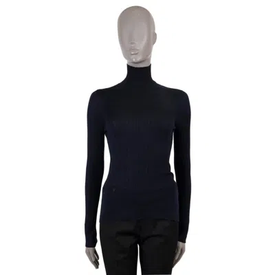 Pre-owned Dior Christian  Navy Blue Cashmere Rib-knit Turtleneck Sweater S