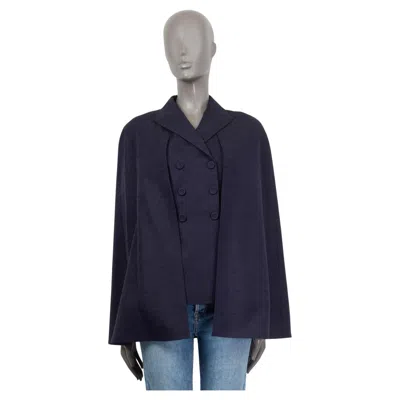 Pre-owned Dior Christian  Navy Blue Cotton 2020 Shantung Cape Jacket 38 S