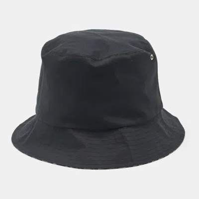 Pre-owned Dior Christian  Navy Blue Cotton Blend Teddy-d Brim Bucket Hat 58 Cm