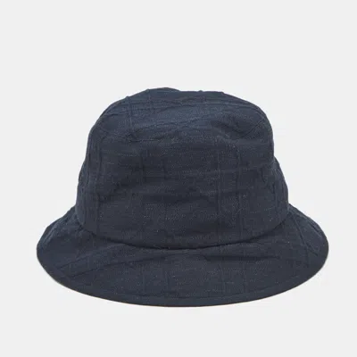 Pre-owned Dior Christian  Navy Blue Denim Teddy-d Cannage Bucket Hat Size 59
