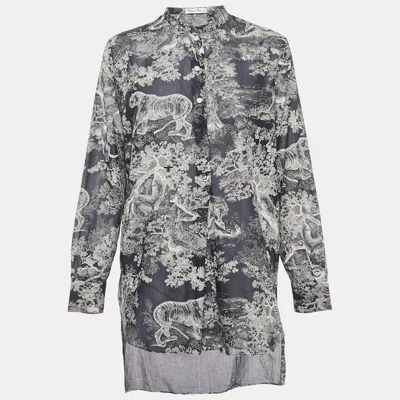 Pre-owned Dior Christian  Navy Blue Jungle Print Cotton Tunic M
